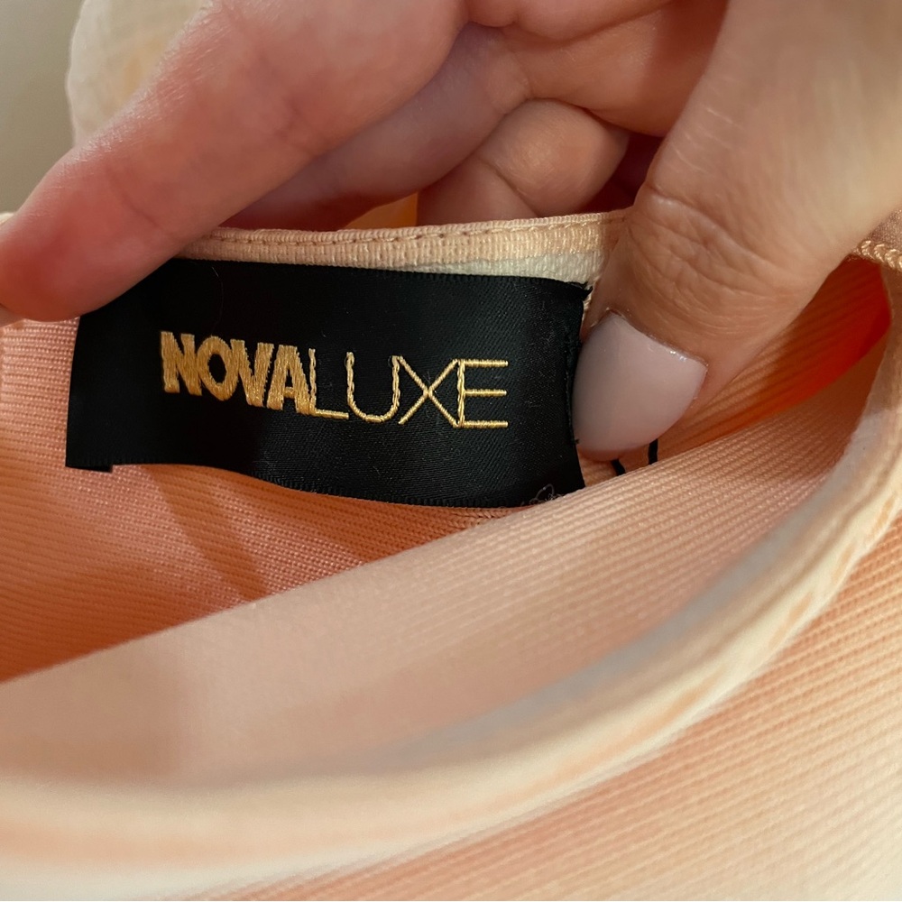 🧡 NWT Fashion Nova Peach Asymmetrical One Shoulder Gown Size L🍑 - Picture 5 of 5